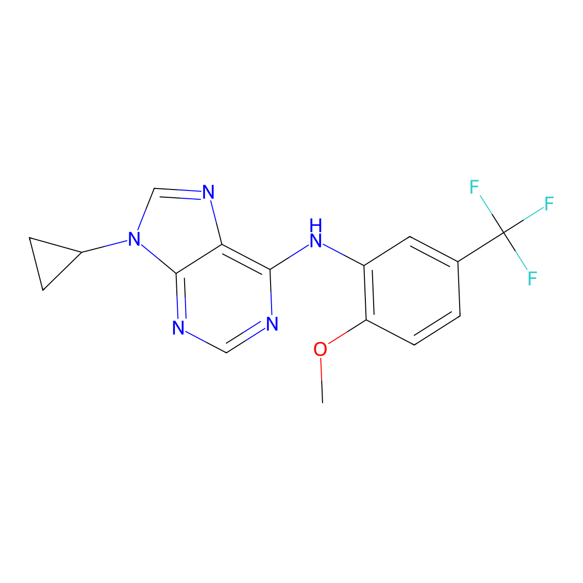 9-cyclopropyl-N-[2-methoxy-5-(trifluoromethyl)phenyl]-9H-purin-6-amine molecular structure, CAS 2640967-74-2