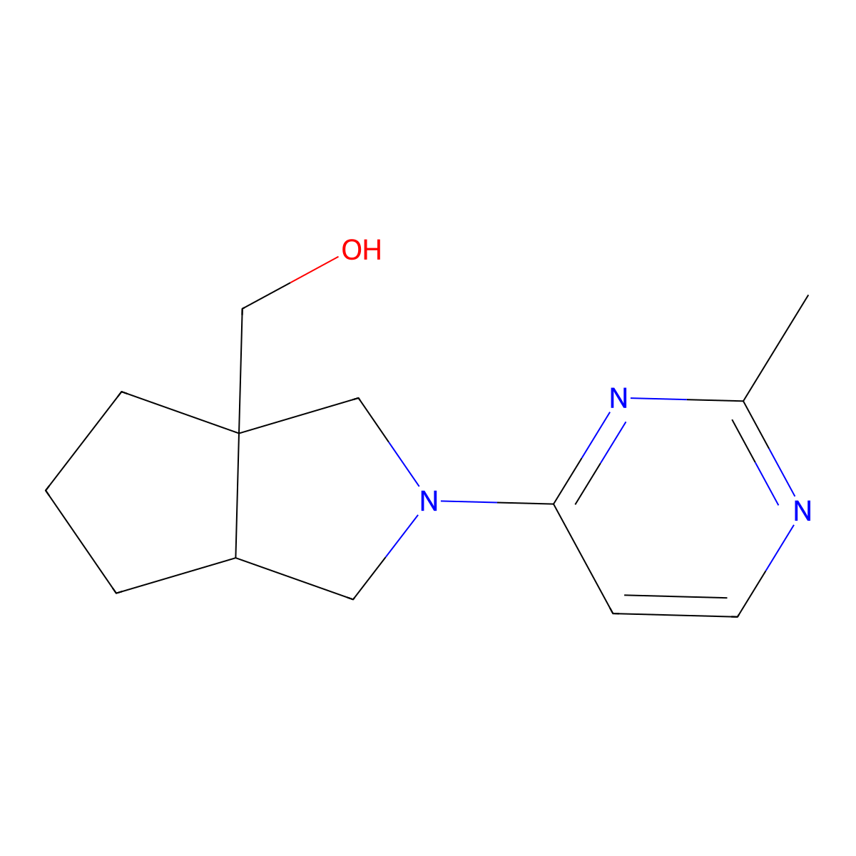 [2-(2-Methylpyrimidin-4-yl)-octahydrocyclopenta[c]pyrrol-3a-yl]methanol molecular structure, CAS 2640967-80-0