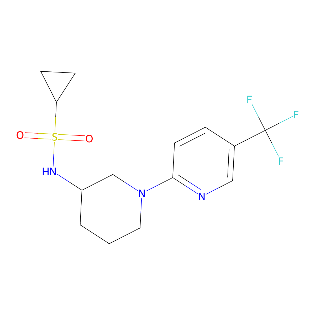 N-{1-[5-(trifluoromethyl)pyridin-2-yl]piperidin-3-yl}cyclopropanesulfonamide molecular structure, CAS 2640967-81-1