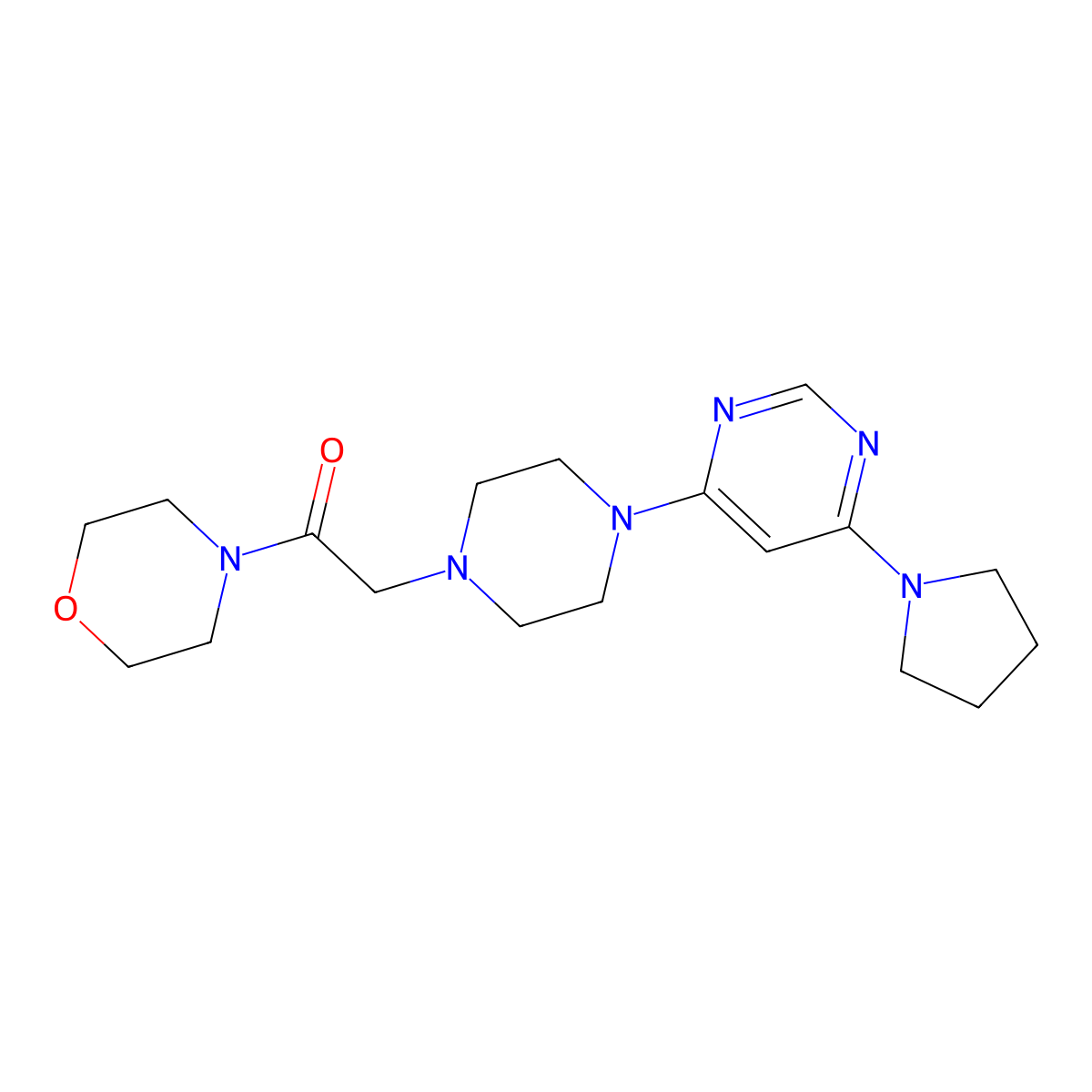 1-(Morpholin-4-yl)-2-{4-[6-(pyrrolidin-1-yl)pyrimidin-4-yl]piperazin-1-yl}ethan-1-one molecular structure, CAS 2640967-84-4