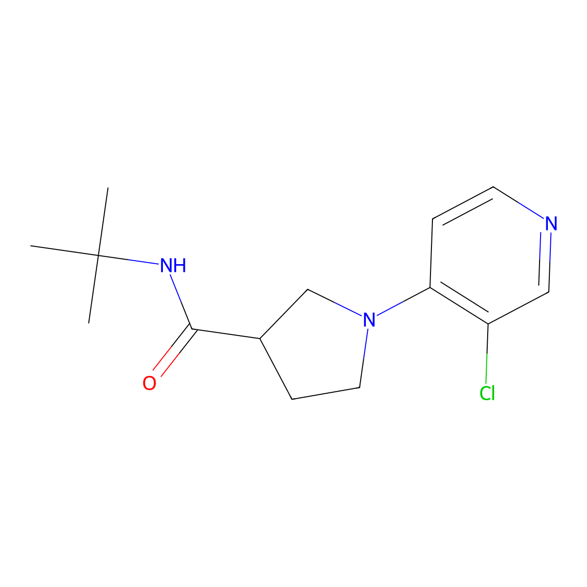 N-tert-butyl-1-(3-chloropyridin-4-yl)pyrrolidine-3-carboxamide molecular structure, CAS 2640967-85-5