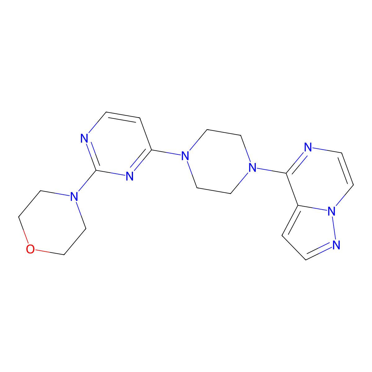 4-[4-(4-{Pyrazolo[1,5-a]pyrazin-4-yl}piperazin-1-yl)pyrimidin-2-yl]morpholine molecular structure, CAS 2640968-07-4