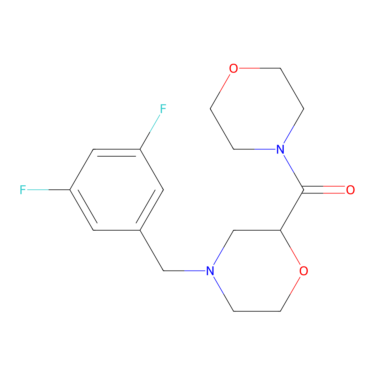 4-[(3,5-Difluorophenyl)methyl]-2-(morpholine-4-carbonyl)morpholine molecular structure, CAS 2640968-30-3
