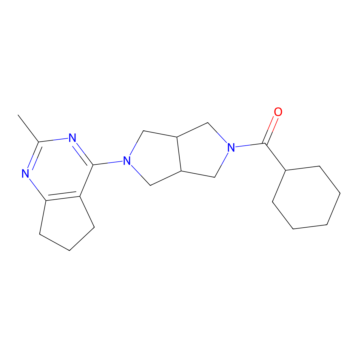 2-cyclohexanecarbonyl-5-{2-methyl-5H,6H,7H-cyclopenta[d]pyrimidin-4-yl}-octahydropyrrolo[3,4-c]pyrrole molecular structure, CAS 2640968-33-6