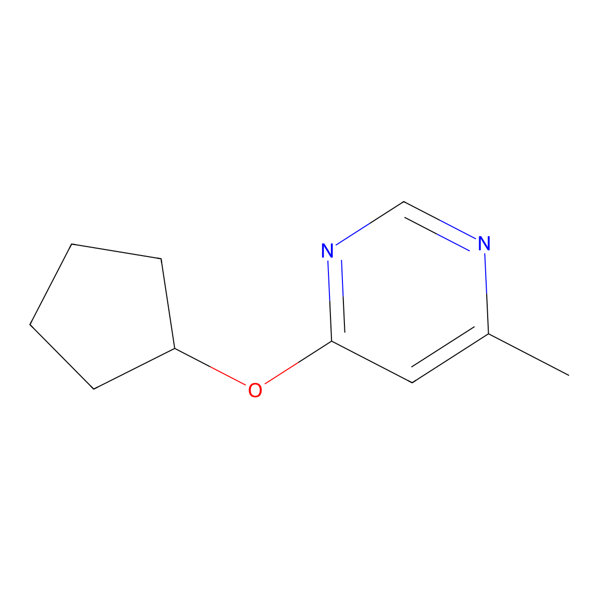4-(Cyclopentyloxy)-6-methylpyrimidine molecular structure, CAS 2640968-34-7