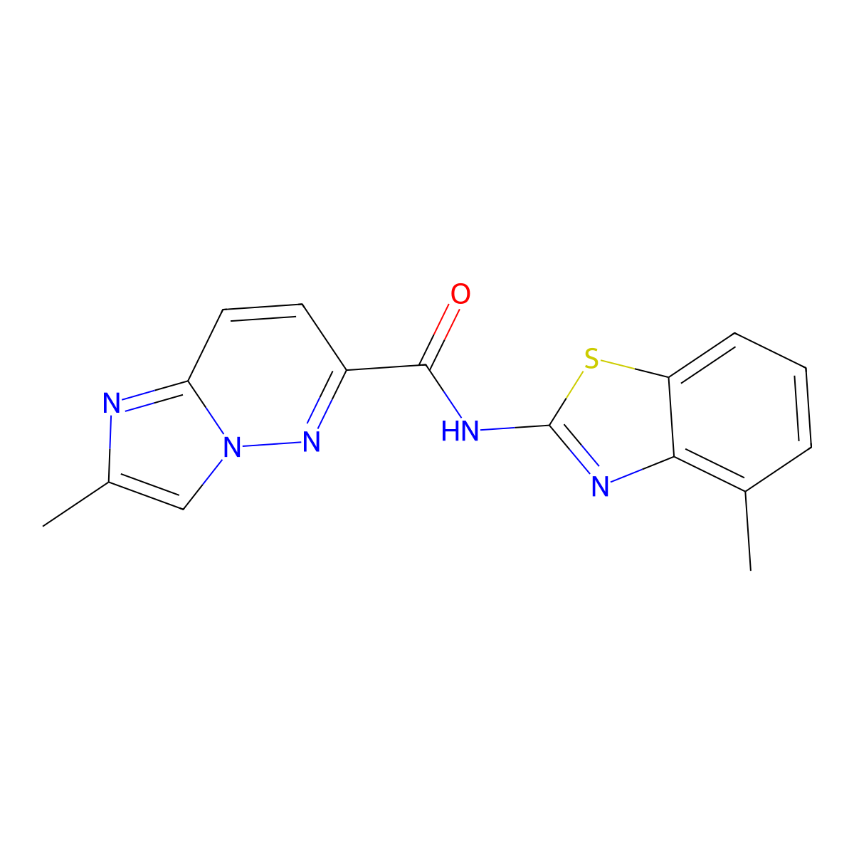 2-methyl-N-(4-methyl-1,3-benzothiazol-2-yl)imidazo[1,2-b]pyridazine-6-carboxamide molecular structure, CAS 2640968-37-0