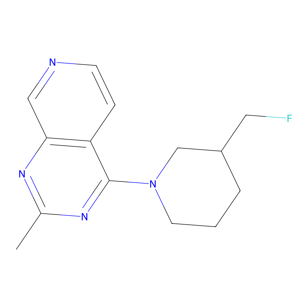 3-(Fluoromethyl)-1-{2-methylpyrido[3,4-d]pyrimidin-4-yl}piperidine molecular structure, CAS 2640968-42-7
