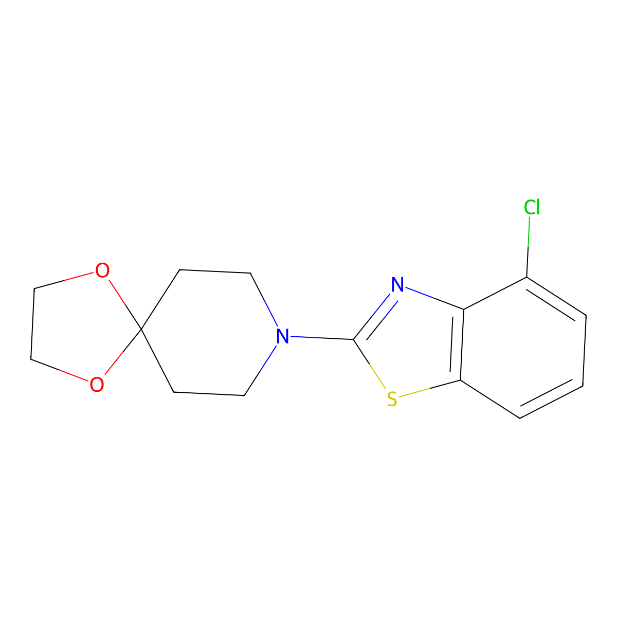 8-(4-Chloro-1,3-benzothiazol-2-yl)-1,4-dioxa-8-azaspiro[4.5]decane molecular structure, CAS 2640968-45-0
