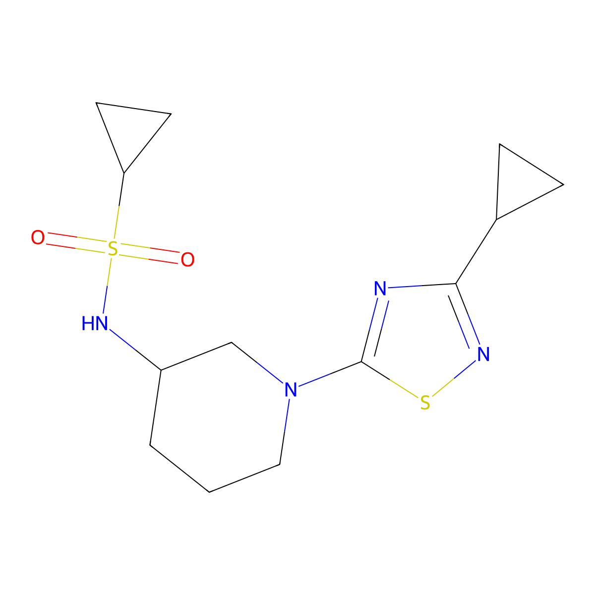 N-[1-(3-cyclopropyl-1,2,4-thiadiazol-5-yl)piperidin-3-yl]cyclopropanesulfonamide molecular structure, CAS 2640968-60-9