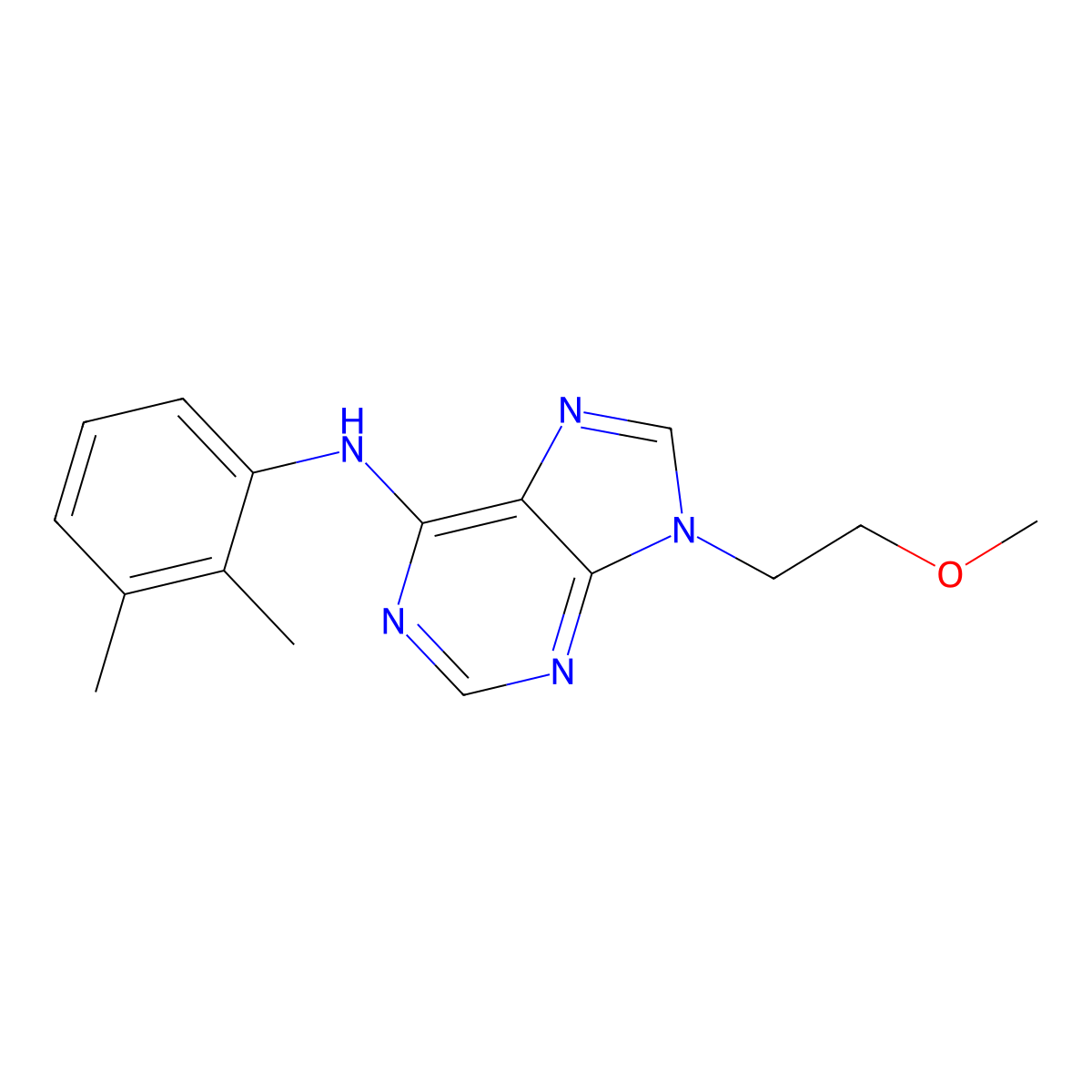 N-(2,3-dimethylphenyl)-9-(2-methoxyethyl)-9H-purin-6-amine molecular structure, CAS 2640968-68-7
