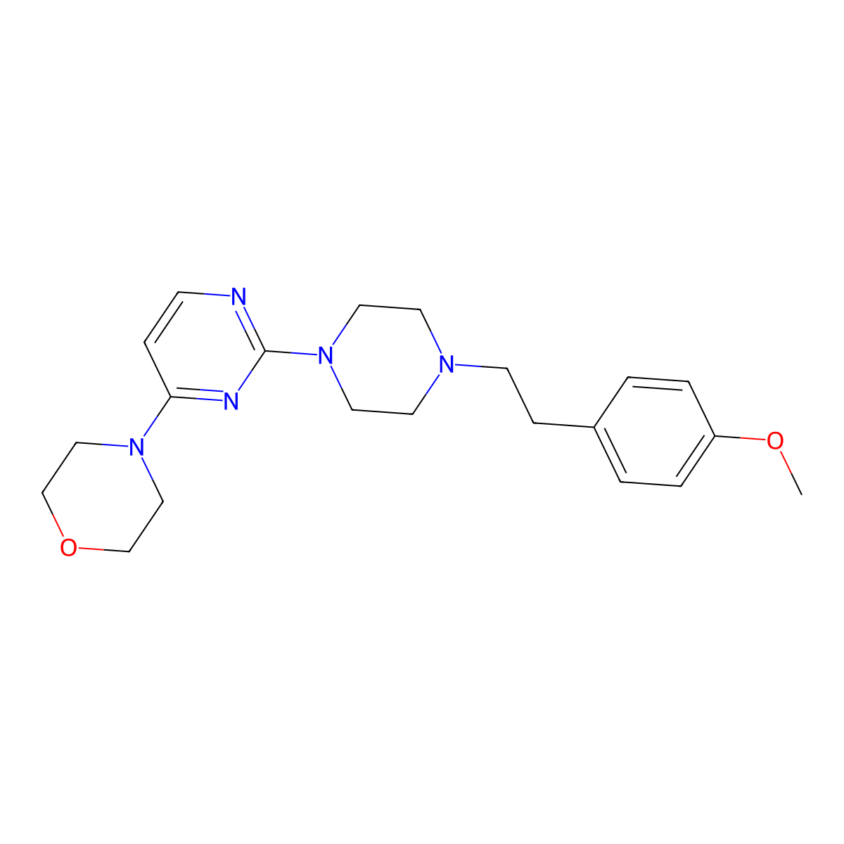 4-(2-{4-[2-(4-Methoxyphenyl)ethyl]piperazin-1-yl}pyrimidin-4-yl)morpholine molecular structure, CAS 2640968-69-8