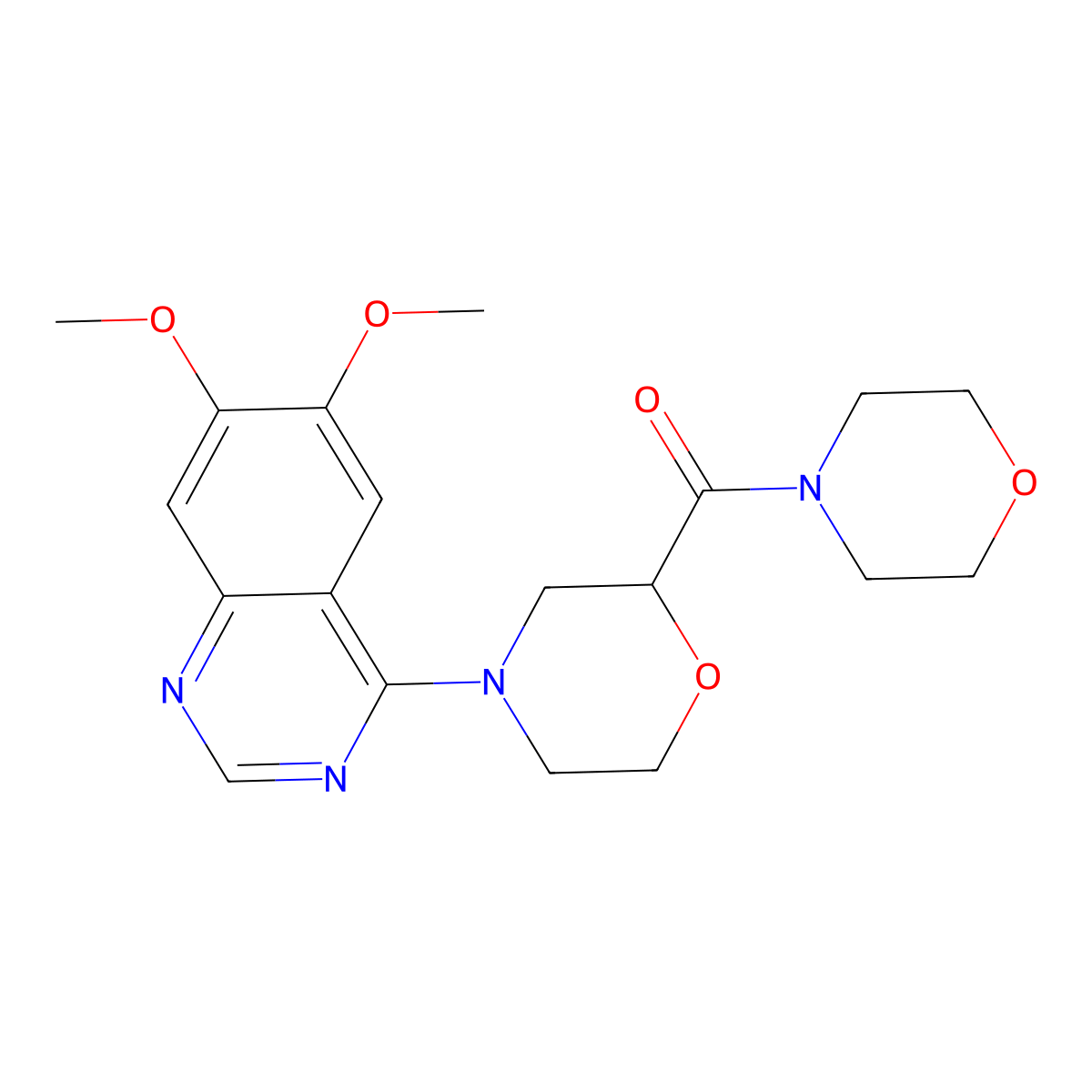 6,7-Dimethoxy-4-[2-(morpholine-4-carbonyl)morpholin-4-yl]quinazoline molecular structure, CAS 2640968-86-9