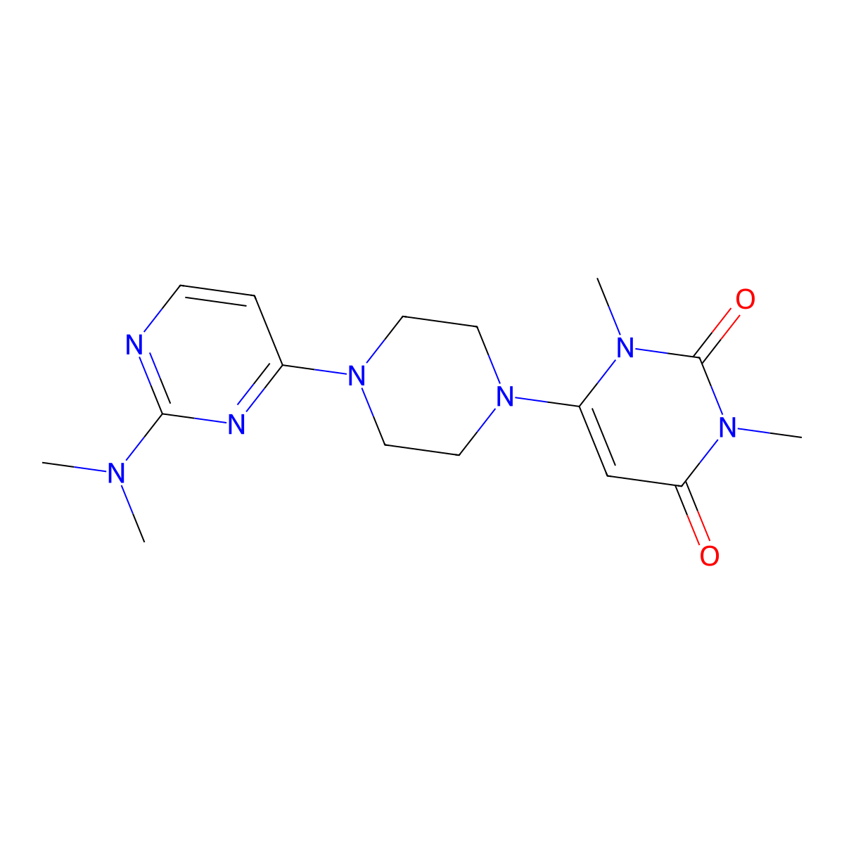 6-{4-[2-(Dimethylamino)pyrimidin-4-yl]piperazin-1-yl}-1,3-dimethyl-1,2,3,4-tetrahydropyrimidine-2,4-dione molecular structure, CAS 2640968-87-0