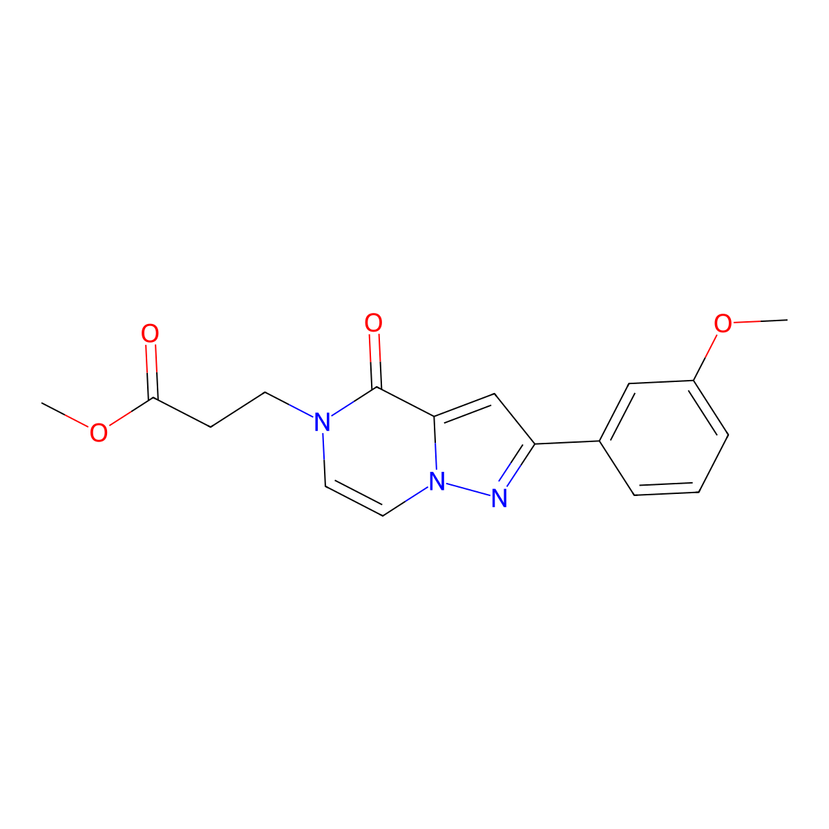 methyl 3-[2-(3-methoxyphenyl)-4-oxo-4H,5H-pyrazolo[1,5-a]pyrazin-5-yl]propanoate molecular structure, CAS 2640968-94-9