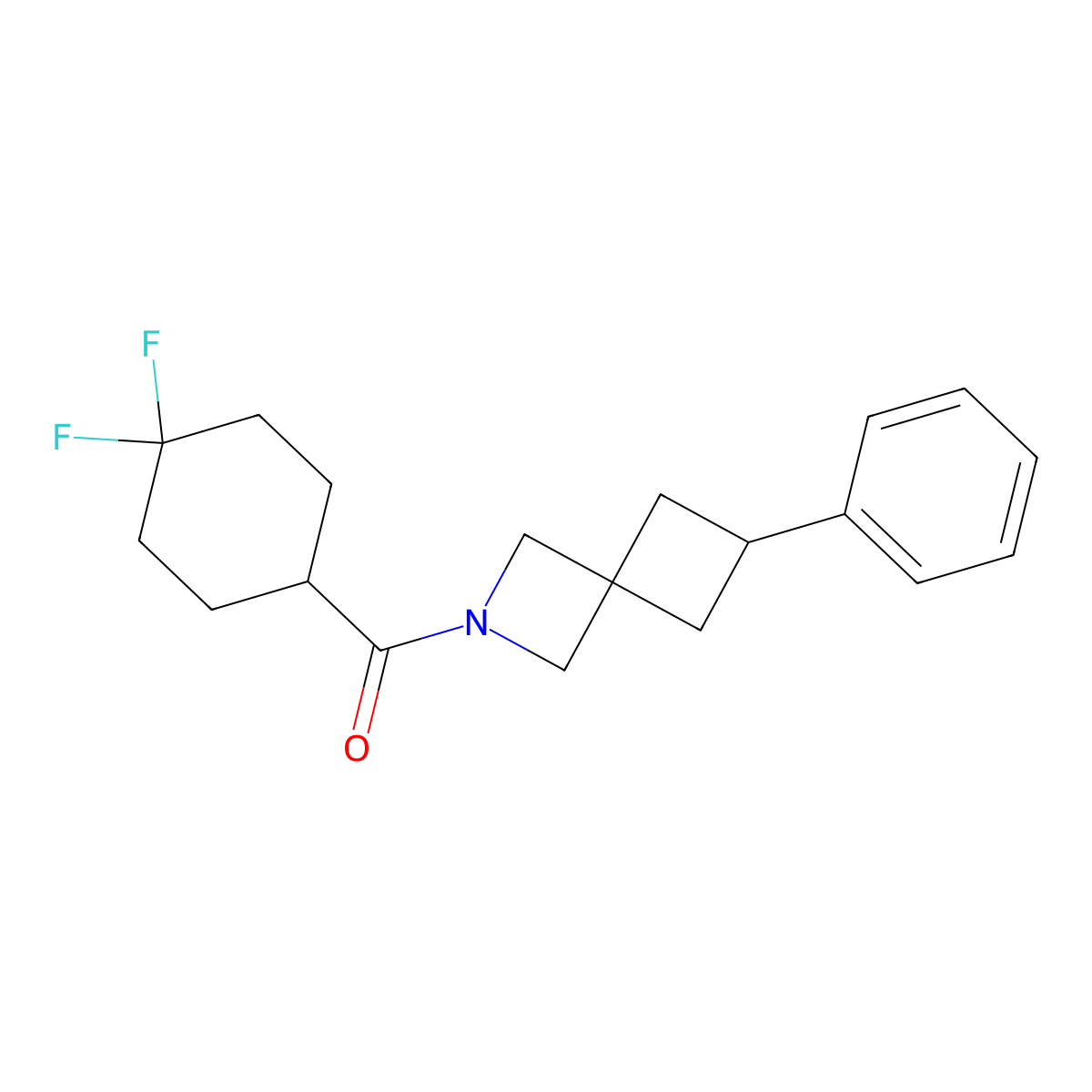 2-(4,4-Difluorocyclohexanecarbonyl)-6-phenyl-2-azaspiro[3.3]heptane molecular structure, CAS 2640968-98-3
