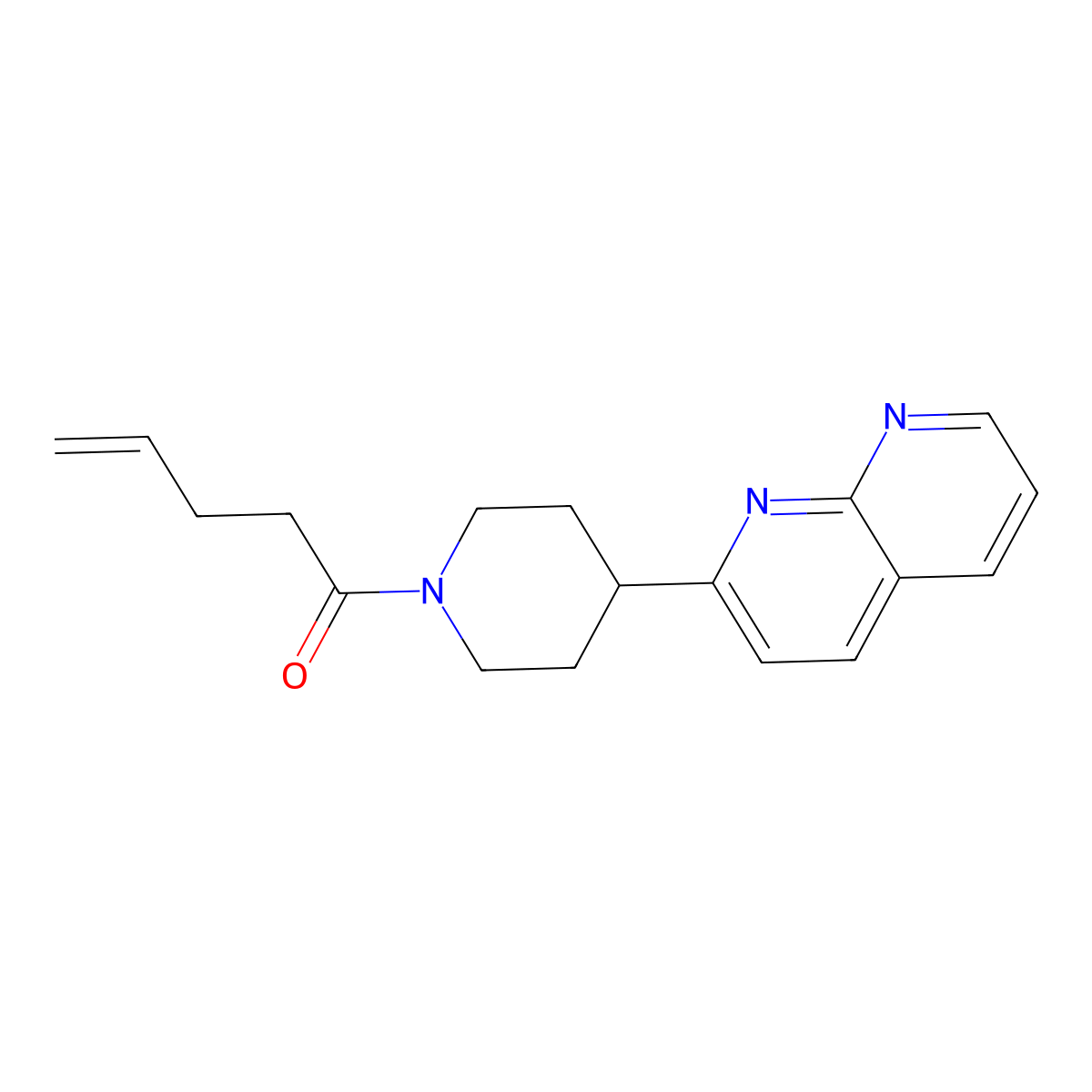 1-[4-(1,8-Naphthyridin-2-yl)piperidin-1-yl]pent-4-en-1-one molecular structure, CAS 2640969-00-0