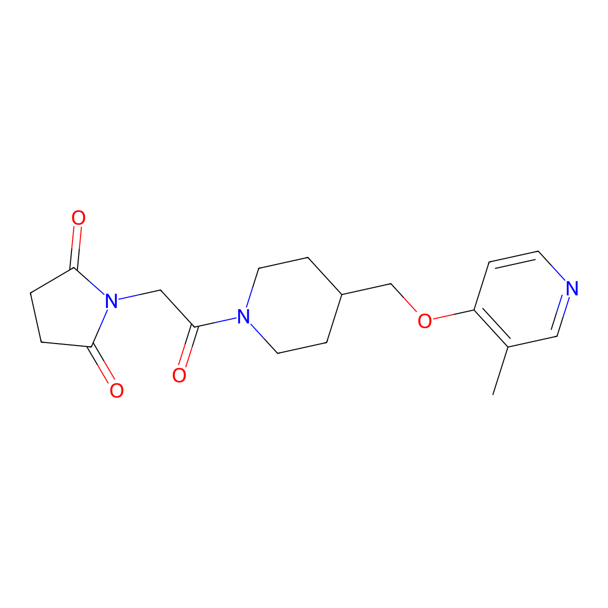 1-[2-(4-{[(3-Methylpyridin-4-yl)oxy]methyl}piperidin-1-yl)-2-oxoethyl]pyrrolidine-2,5-dione molecular structure, CAS 2640969-19-1