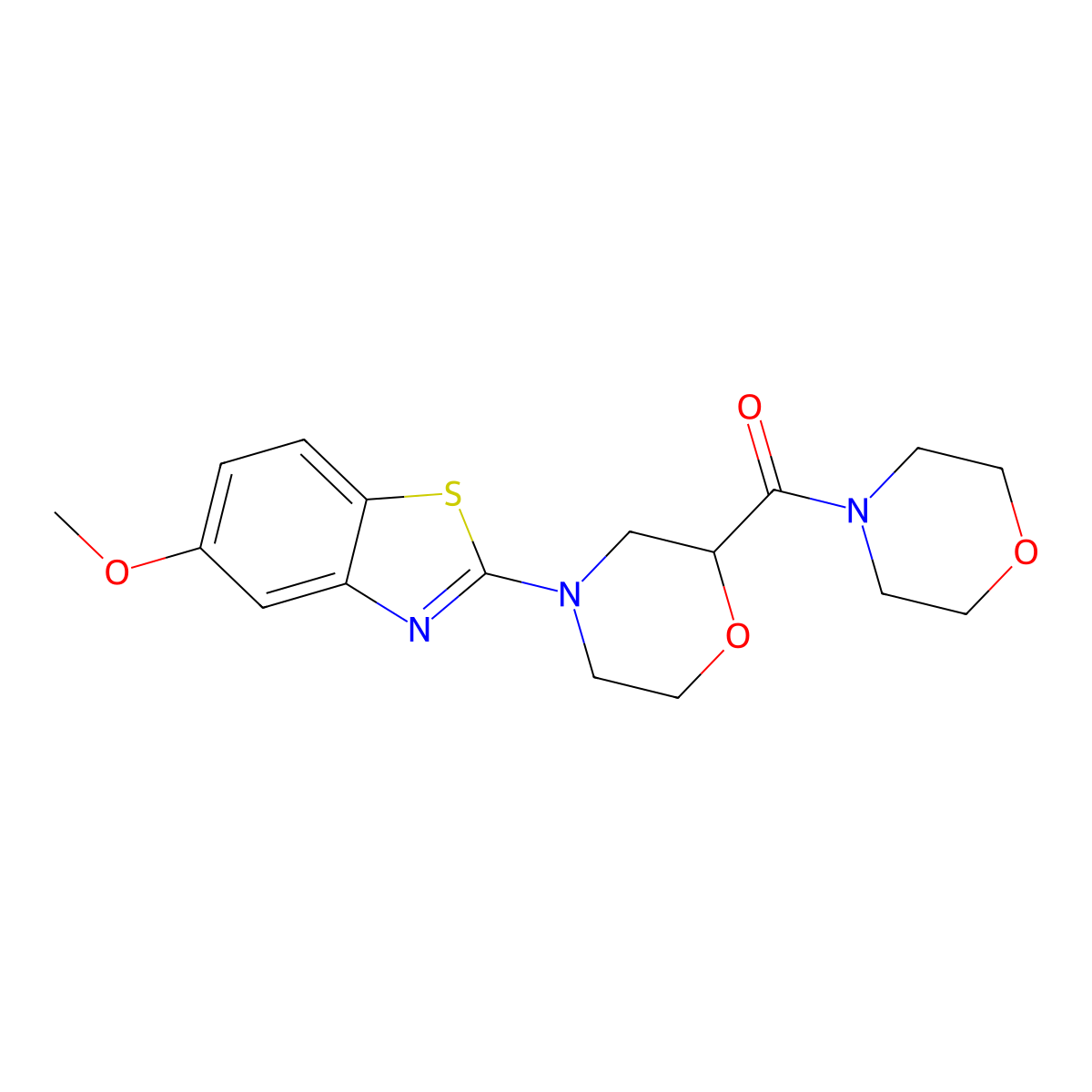 5-Methoxy-2-[2-(morpholine-4-carbonyl)morpholin-4-yl]-1,3-benzothiazole molecular structure, CAS 2640969-26-0