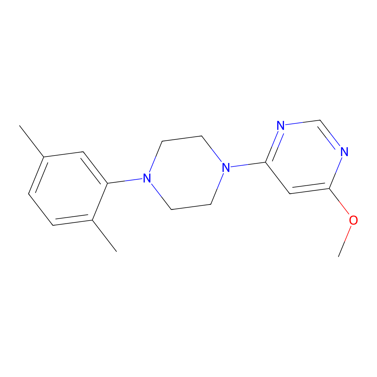 4-[4-(2,5-Dimethylphenyl)piperazin-1-yl]-6-methoxypyrimidine molecular structure, CAS 2640969-29-3