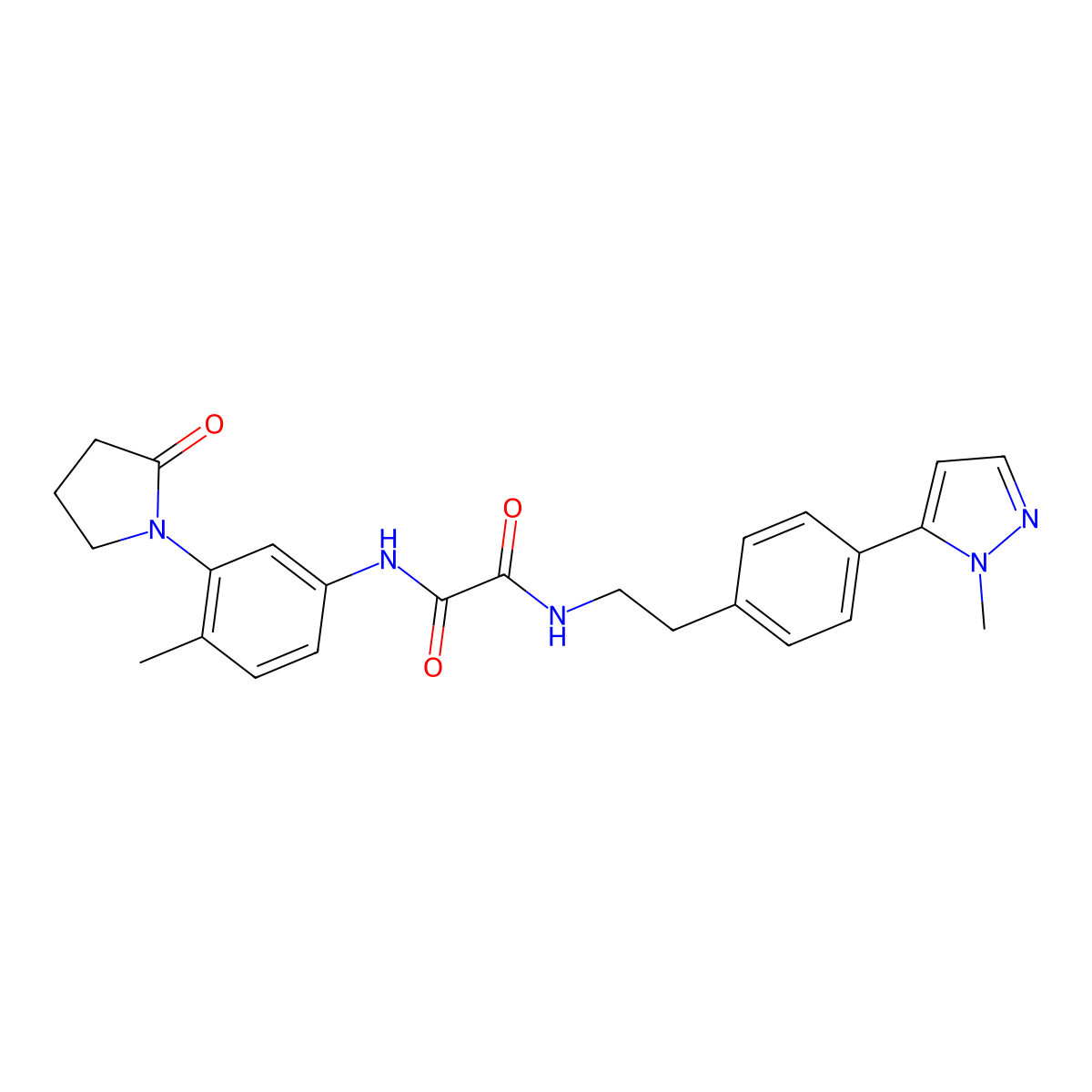 N'-{2-[4-(1-methyl-1H-pyrazol-5-yl)phenyl]ethyl}-N-[4-methyl-3-(2-oxopyrrolidin-1-yl)phenyl]ethanediamide molecular structure, CAS 2640969-30-6