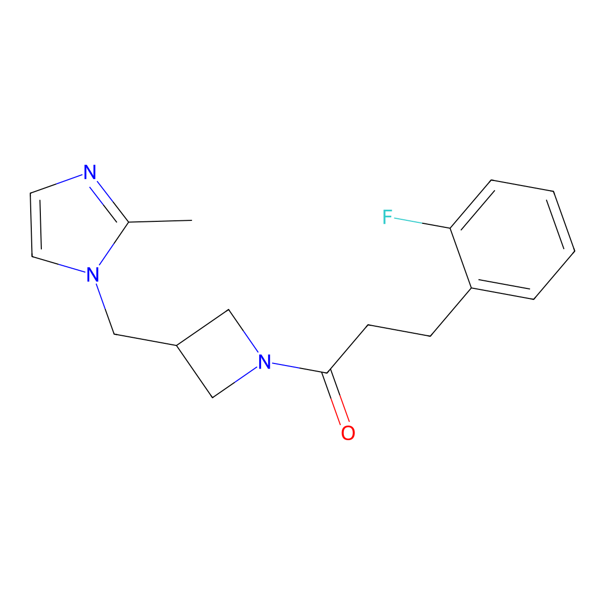 3-(2-fluorophenyl)-1-{3-[(2-methyl-1H-imidazol-1-yl)methyl]azetidin-1-yl}propan-1-one molecular structure, CAS 2640969-31-7