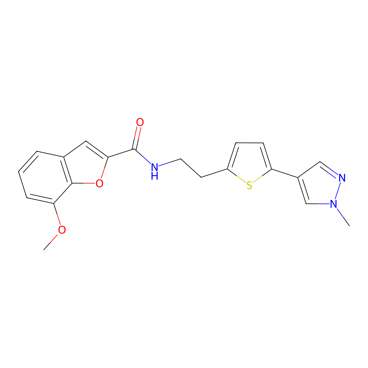 7-methoxy-N-{2-[5-(1-methyl-1H-pyrazol-4-yl)thiophen-2-yl]ethyl}-1-benzofuran-2-carboxamide molecular structure, CAS 2640969-41-9