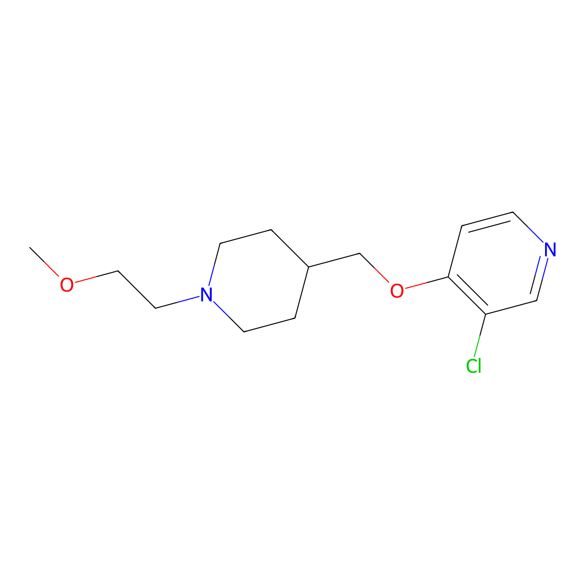 3-Chloro-4-{[1-(2-methoxyethyl)piperidin-4-yl]methoxy}pyridine molecular structure, CAS 2640969-43-1