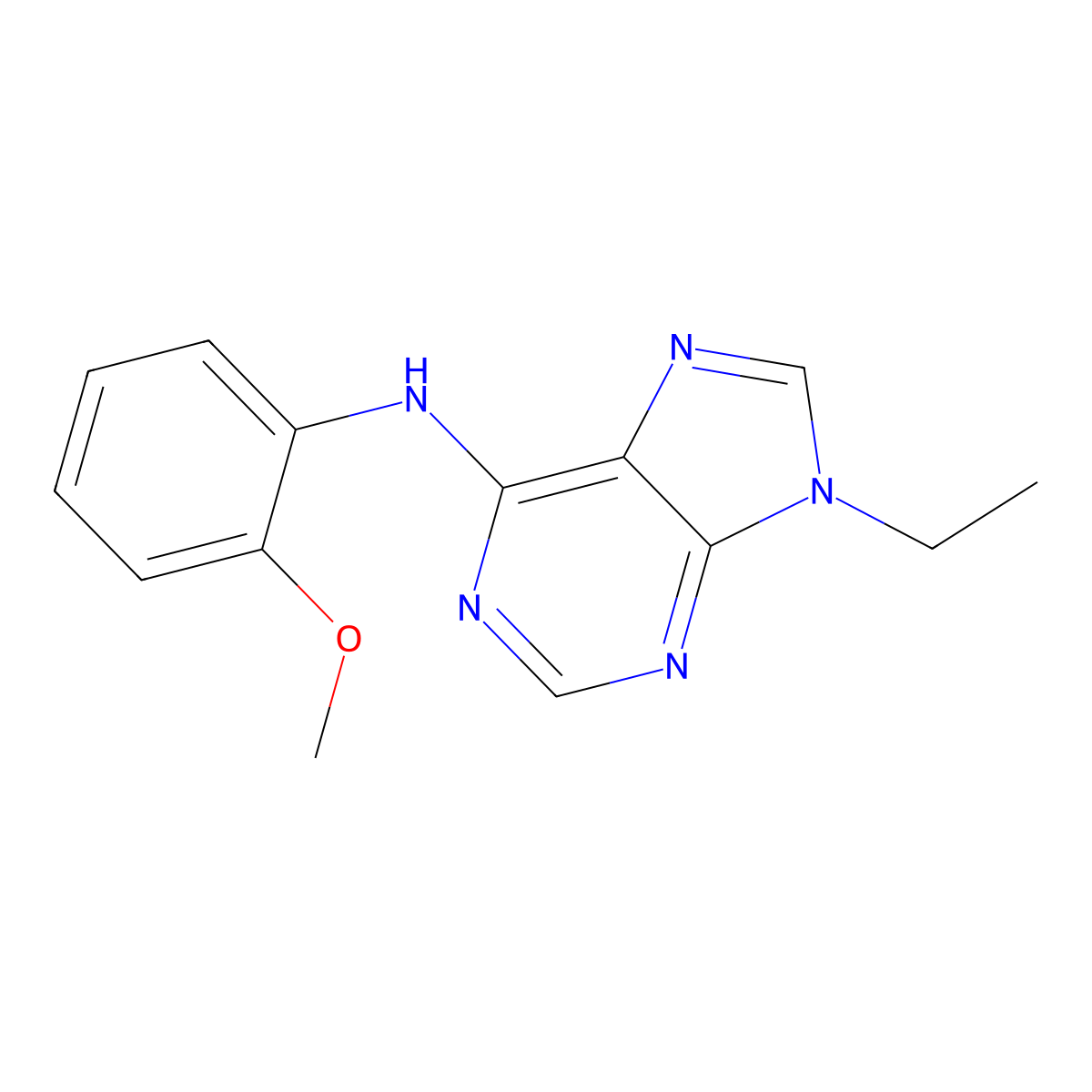 9-ethyl-N-(2-methoxyphenyl)-9H-purin-6-amine molecular structure, CAS 2640969-59-9