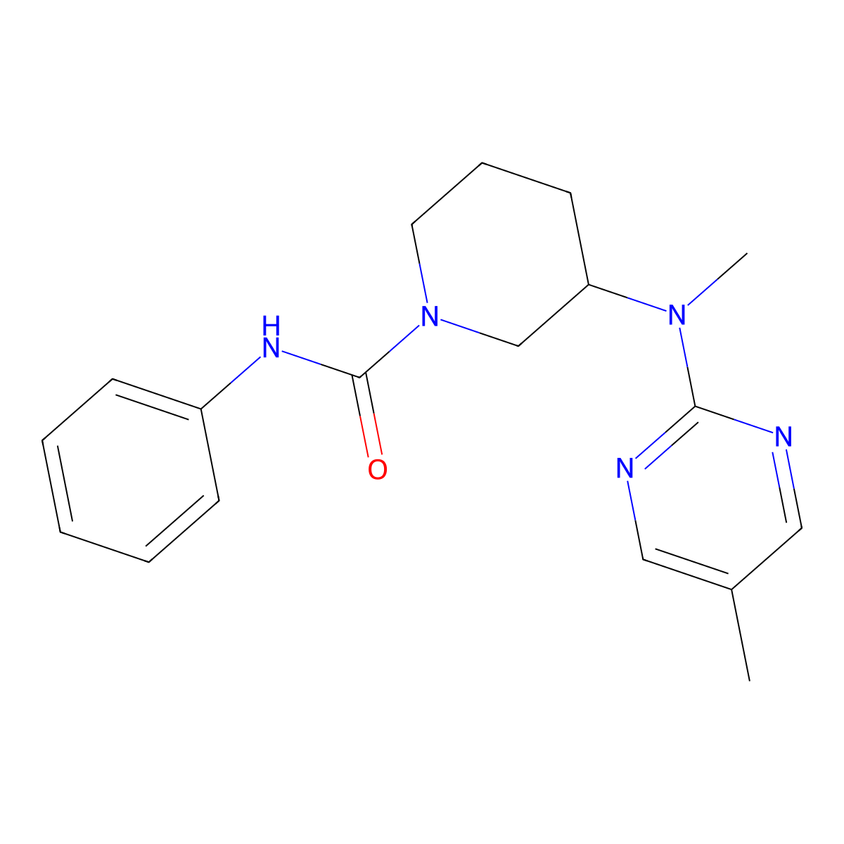 3-[methyl(5-methylpyrimidin-2-yl)amino]-N-phenylpiperidine-1-carboxamide molecular structure, CAS 2640969-61-3