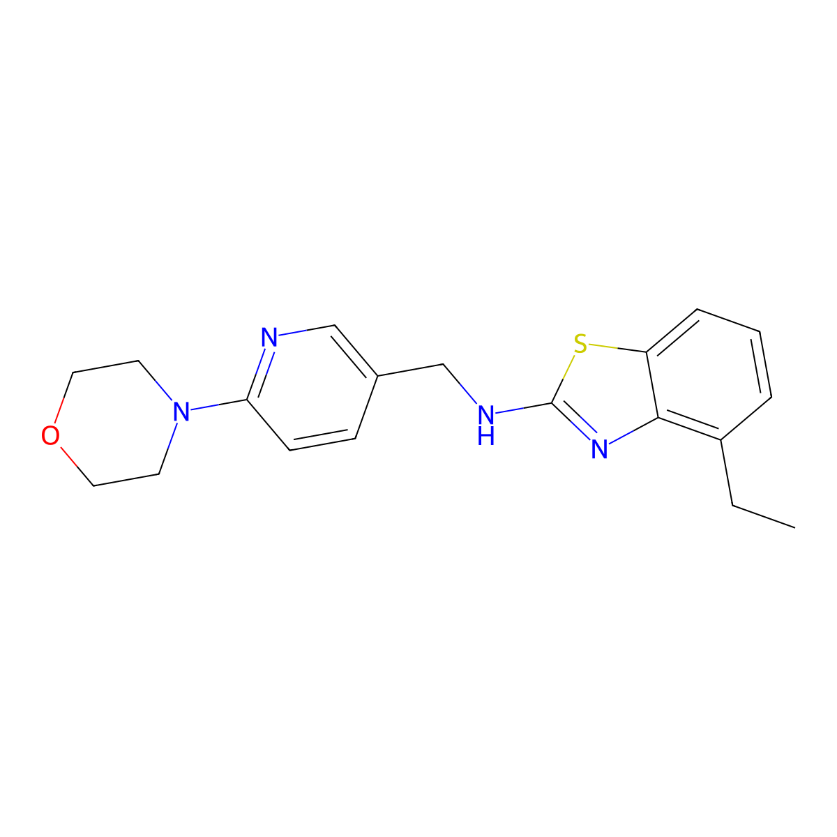 4-ethyl-N-{[6-(morpholin-4-yl)pyridin-3-yl]methyl}-1,3-benzothiazol-2-amine molecular structure, CAS 2640969-63-5