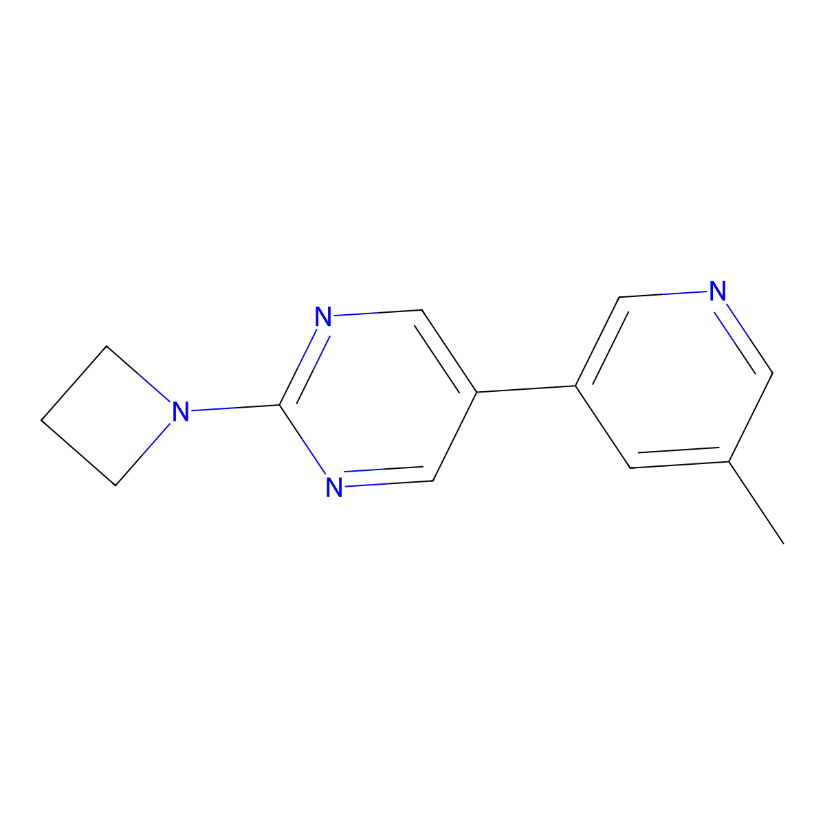 2-(Azetidin-1-yl)-5-(5-methylpyridin-3-yl)pyrimidine molecular structure, CAS 2640969-68-0