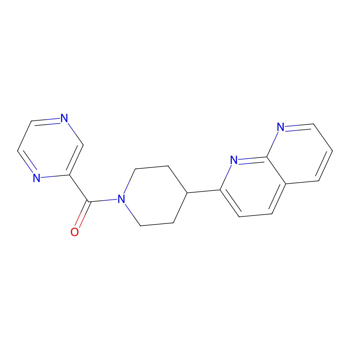 2-[1-(Pyrazine-2-carbonyl)piperidin-4-yl]-1,8-naphthyridine molecular structure, CAS 2640969-69-1