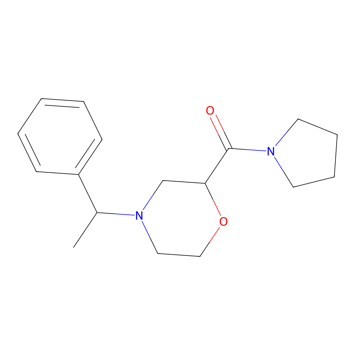 4-(1-Phenylethyl)-2-(pyrrolidine-1-carbonyl)morpholine molecular structure, CAS 2640969-79-3