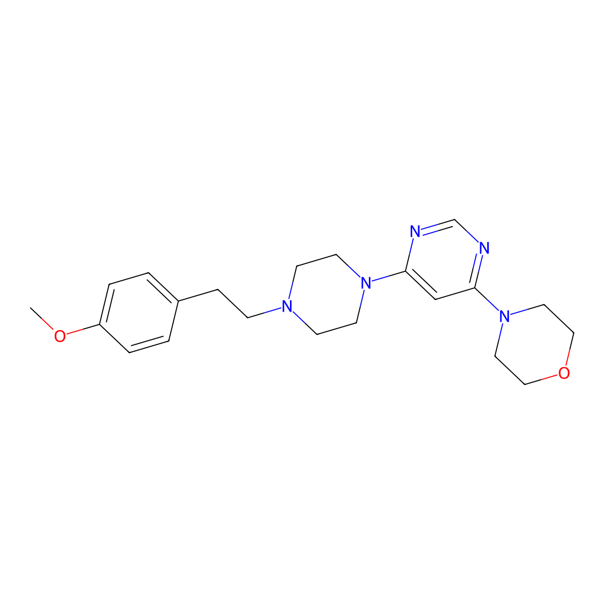 4-(6-{4-[2-(4-Methoxyphenyl)ethyl]piperazin-1-yl}pyrimidin-4-yl)morpholine molecular structure, CAS 2640969-84-0