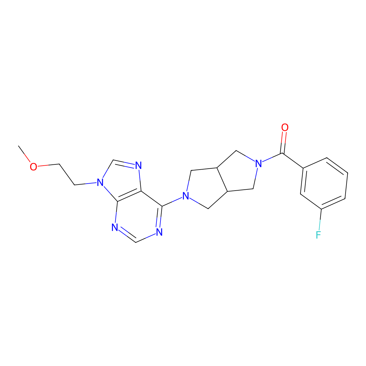 6-[5-(3-fluorobenzoyl)-octahydropyrrolo[3,4-c]pyrrol-2-yl]-9-(2-methoxyethyl)-9H-purine molecular structure, CAS 2640969-89-5