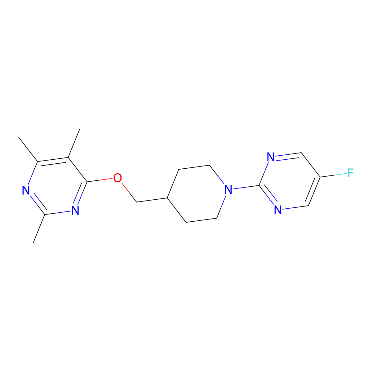 4-{[1-(5-Fluoropyrimidin-2-yl)piperidin-4-yl]methoxy}-2,5,6-trimethylpyrimidine molecular structure, CAS 2640969-91-9