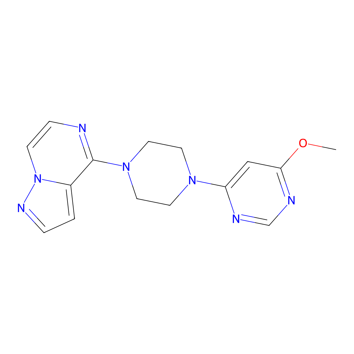 4-Methoxy-6-(4-{pyrazolo[1,5-a]pyrazin-4-yl}piperazin-1-yl)pyrimidine molecular structure, CAS 2640970-07-4