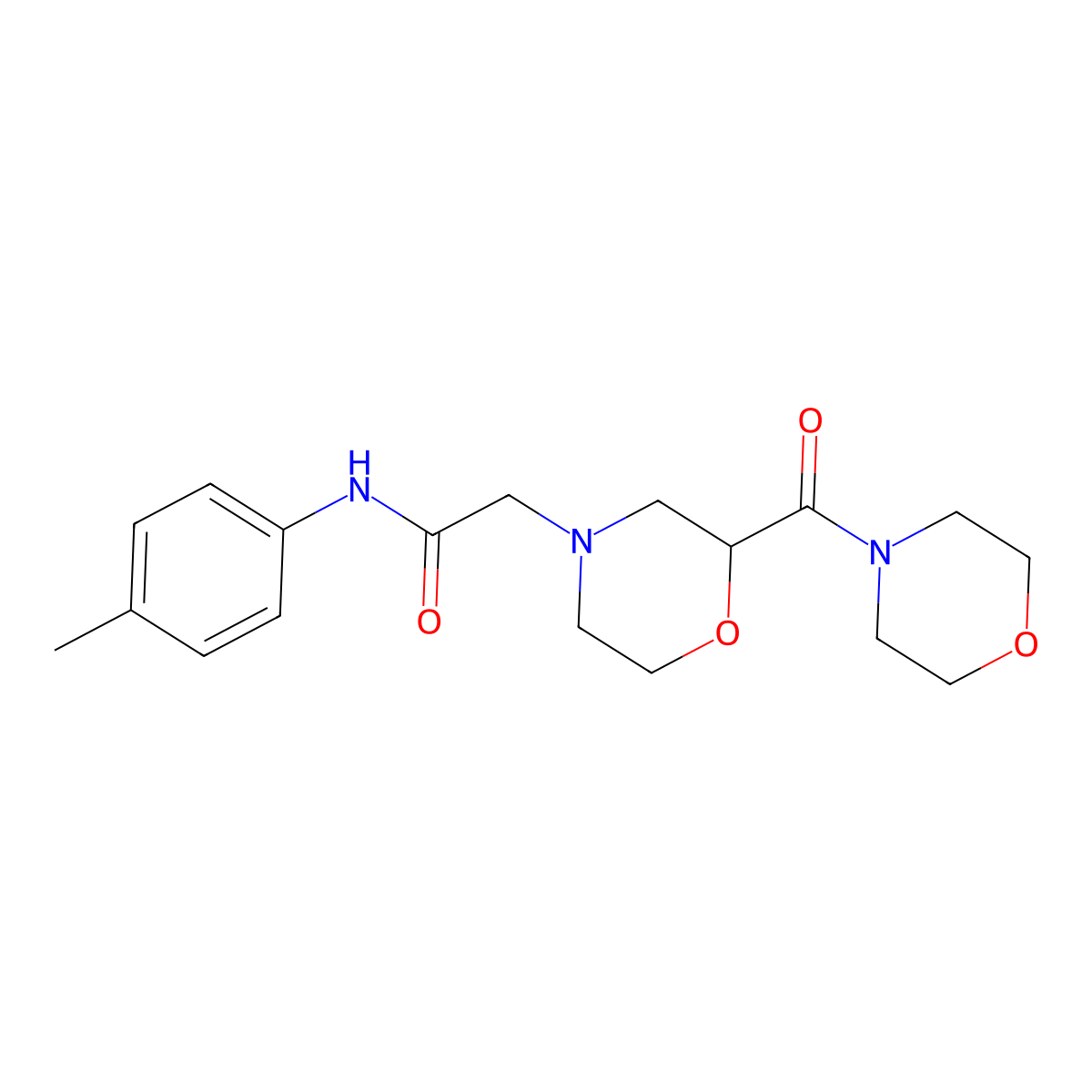 N-(4-methylphenyl)-2-[2-(morpholine-4-carbonyl)morpholin-4-yl]acetamide molecular structure, CAS 2640970-10-9