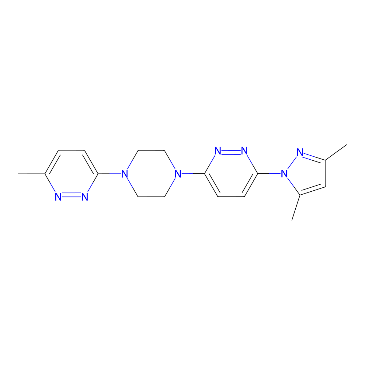 3-(3,5-dimethyl-1H-pyrazol-1-yl)-6-[4-(6-methylpyridazin-3-yl)piperazin-1-yl]pyridazine molecular structure, CAS 2640970-16-5