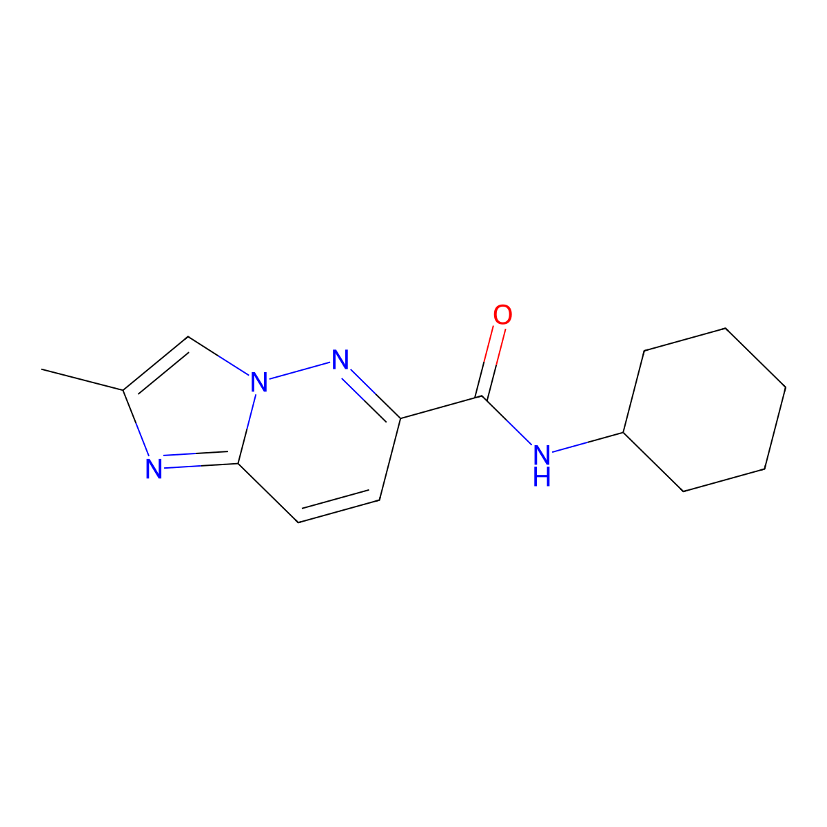 N-cyclohexyl-2-methylimidazo[1,2-b]pyridazine-6-carboxamide molecular structure, CAS 2640970-17-6