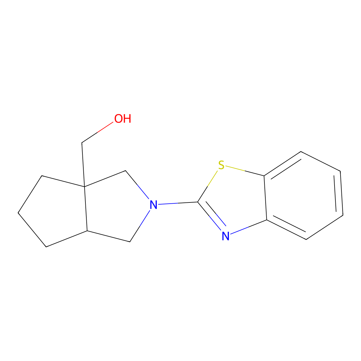 [2-(1,3-Benzothiazol-2-yl)-octahydrocyclopenta[c]pyrrol-3a-yl]methanol molecular structure, CAS 2640970-23-4