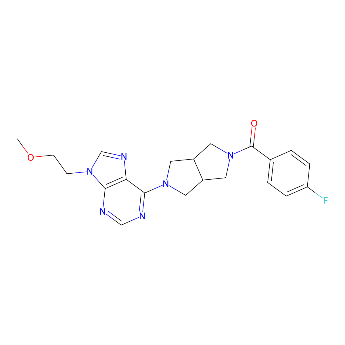 6-[5-(4-fluorobenzoyl)-octahydropyrrolo[3,4-c]pyrrol-2-yl]-9-(2-methoxyethyl)-9H-purine molecular structure, CAS 2640970-30-3