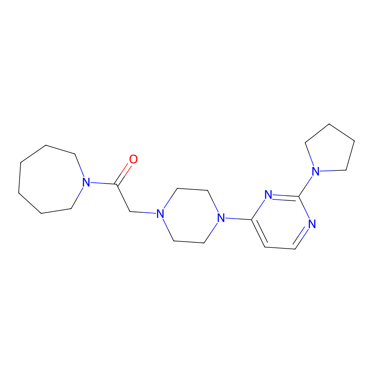 1-(Azepan-1-yl)-2-{4-[2-(pyrrolidin-1-yl)pyrimidin-4-yl]piperazin-1-yl}ethan-1-one molecular structure, CAS 2640970-34-7