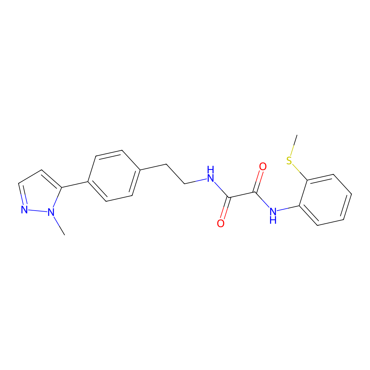N'-{2-[4-(1-methyl-1H-pyrazol-5-yl)phenyl]ethyl}-N-[2-(methylsulfanyl)phenyl]ethanediamide molecular structure, CAS 2640970-42-7