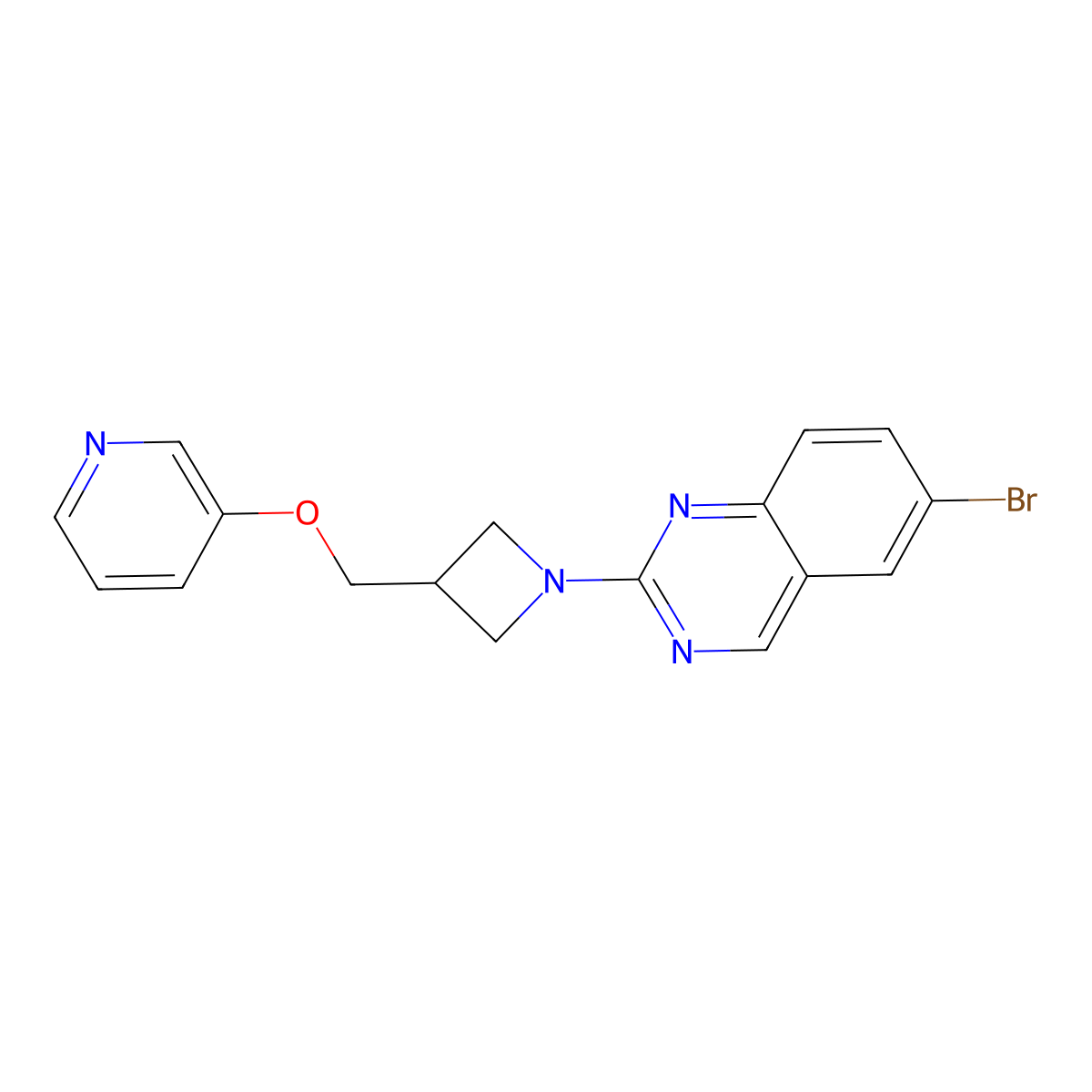 6-Bromo-2-{3-[(pyridin-3-yloxy)methyl]azetidin-1-yl}quinazoline molecular structure, CAS 2640970-50-7