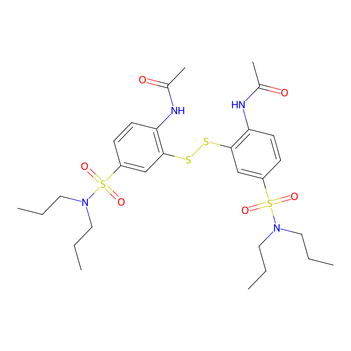 N-[4-(dipropylsulfamoyl)-2-{[5-(dipropylsulfamoyl)-2-acetamidophenyl]disulfanyl}phenyl]acetamide molecular structure, CAS 2640970-51-8