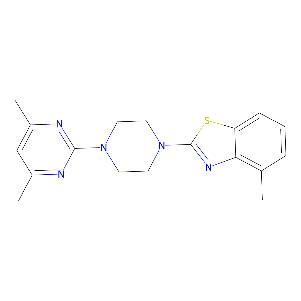 2-[4-(4,6-Dimethylpyrimidin-2-yl)piperazin-1-yl]-4-methyl-1,3-benzothiazole molecular structure, CAS 2640970-56-3
