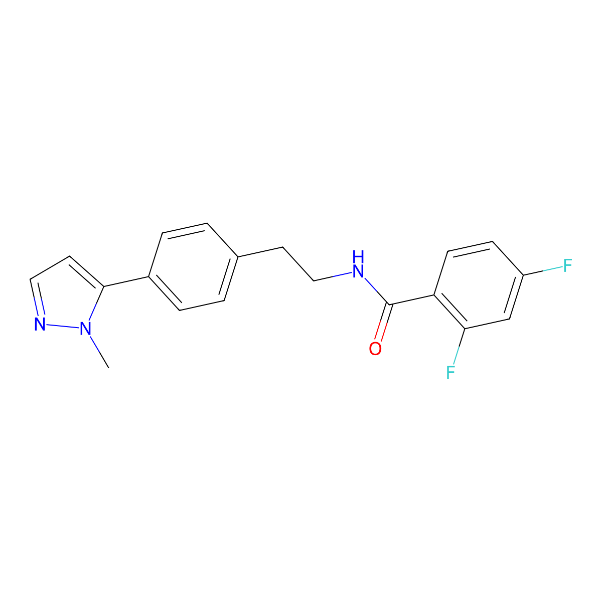 2,4-difluoro-N-{2-[4-(1-methyl-1H-pyrazol-5-yl)phenyl]ethyl}benzamide molecular structure, CAS 2640970-62-1