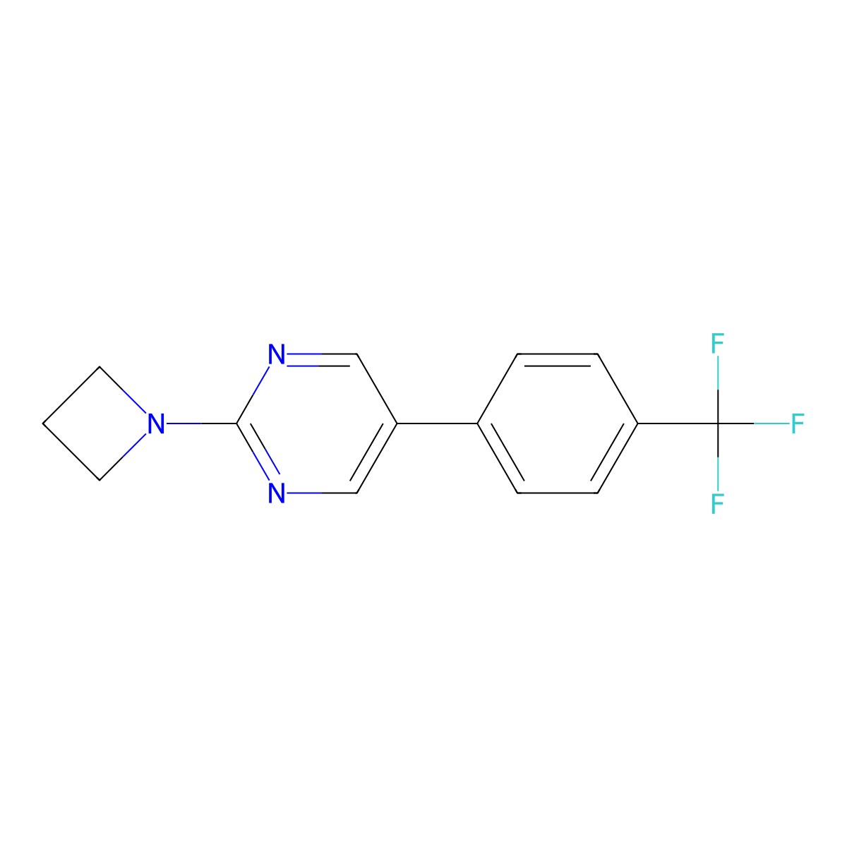 2-(Azetidin-1-yl)-5-[4-(trifluoromethyl)phenyl]pyrimidine molecular structure, CAS 2640970-63-2