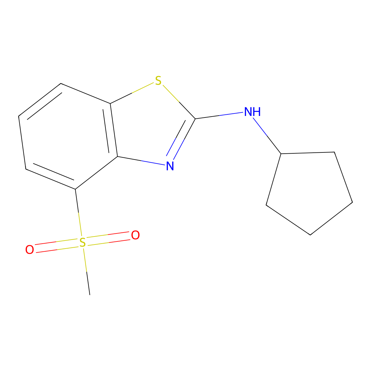 N-cyclopentyl-4-methanesulfonyl-1,3-benzothiazol-2-amine molecular structure, CAS 2640970-64-3